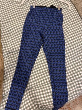 Sam Edelman French cut Blue & Black Houndstooth Leggings XS